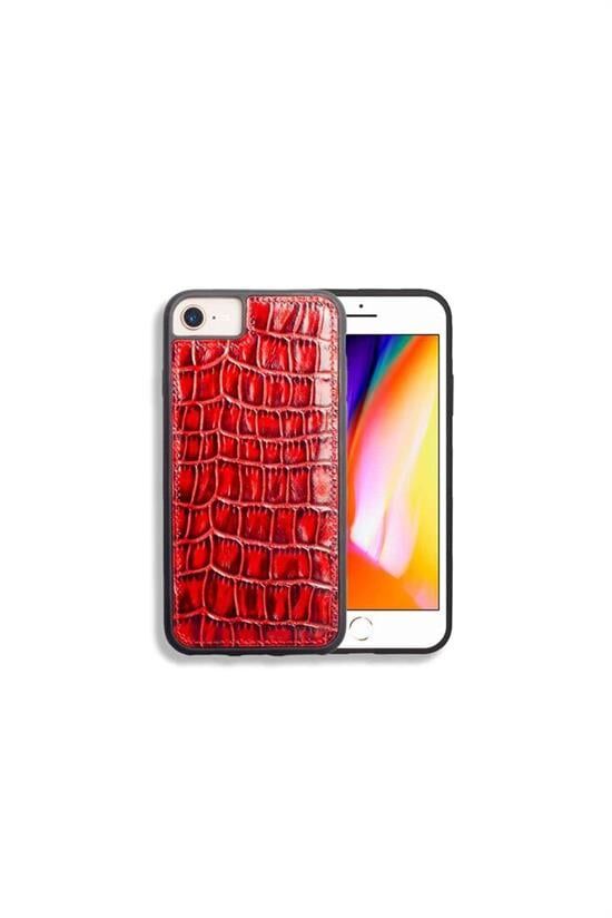 Guard iPhone 6 / 6s / 7 için  Kırmızı Croco Model Deri Telefon Kılıfı
