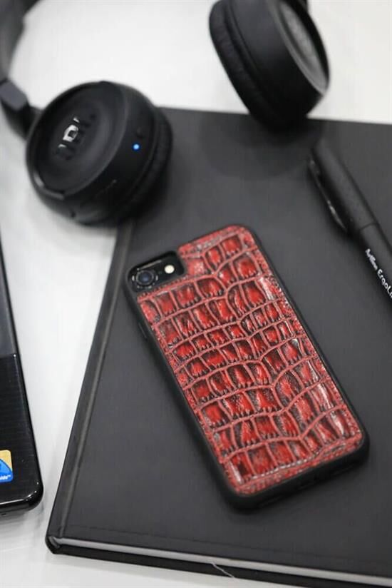 Guard iPhone 6 / 6s / 7 için  Kırmızı Croco Model Deri Telefon Kılıfı