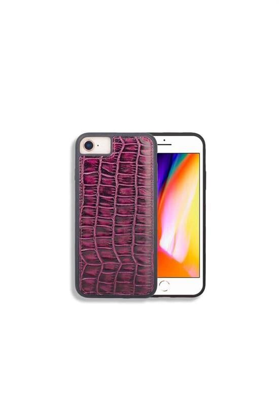 Guard iPhone 6 / 6s / 7 için  Mor Croco Model Deri Telefon Kılıfı