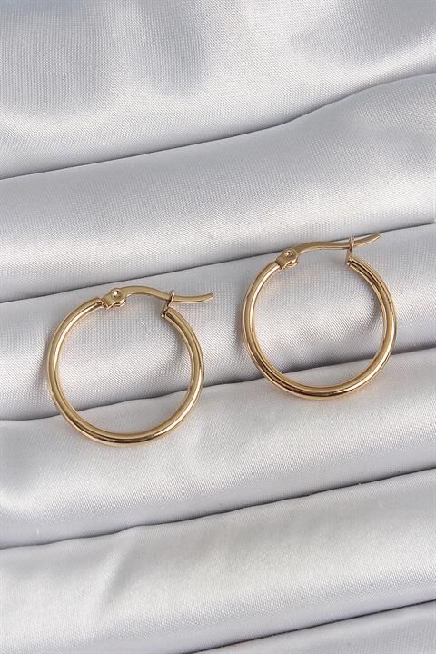 316 Çelik Gold Renk 22mm Kadın Halka Model Kadın Küpe