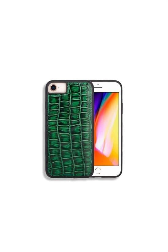 Guard iPhone 6 / 6s / 7 için  Yeşil Croco Model Deri Telefon Kılıfı
