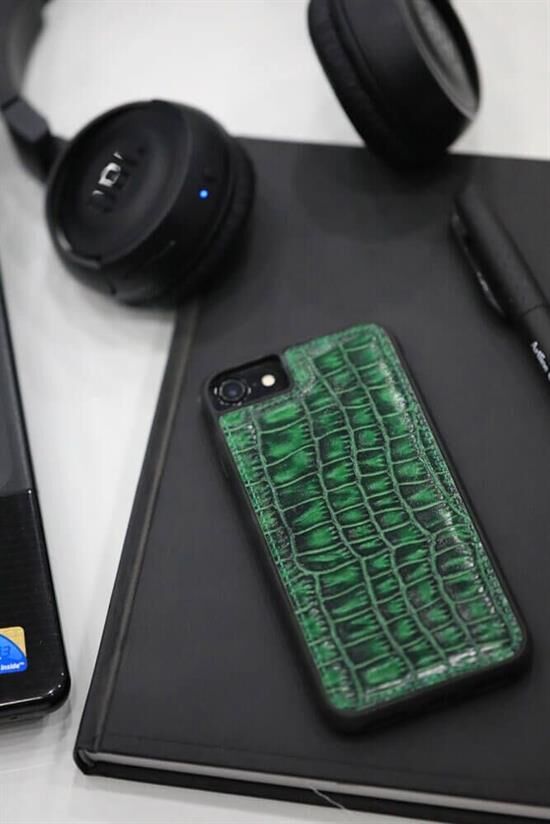 Guard iPhone 6 / 6s / 7 için  Yeşil Croco Model Deri Telefon Kılıfı