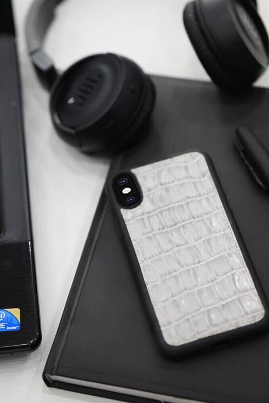 Guard Gri Croco Desen Deri iPhone X / XS Kılıfı