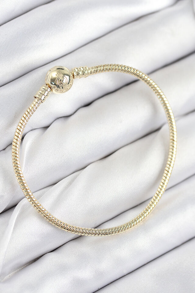 Pirinç Charm Topcuk Model Gold Renk Kadın Bileklik