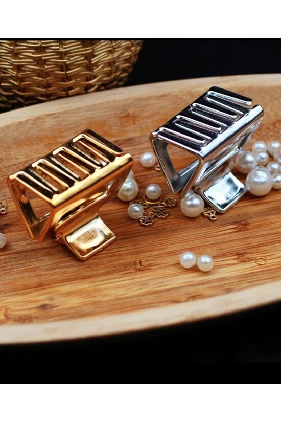 Kadın Gold,Gümüş 2'Li Mandal Toka (5cm)