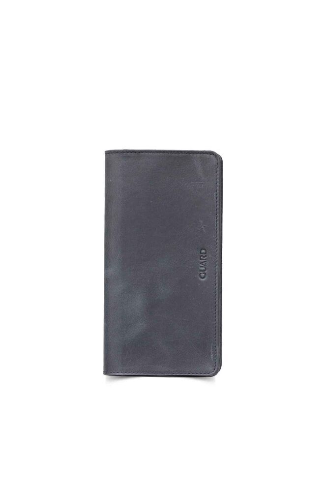 Guard Antik Siyah Telefon Girişli Deri Erkek/Kadın Portföy Cüzdan