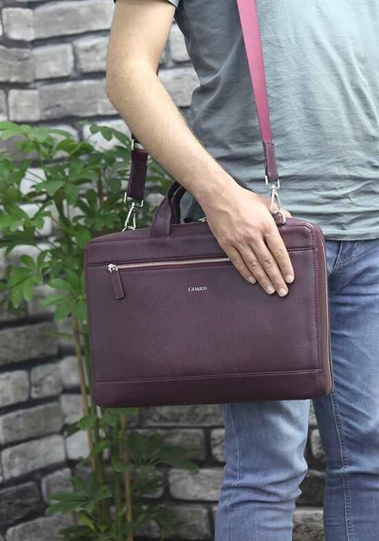 Guard Bordo Deri Özel Üretim Laptop ve Evrak Çantası