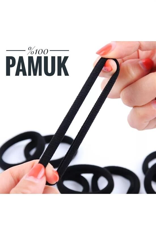 Kadın %100 Pamuk Siyah 10 ADET Lastik Toka Seti