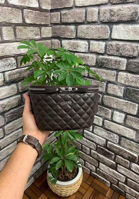 Guard Kahverengi Capitone Baskılı Deri Bel Çantası