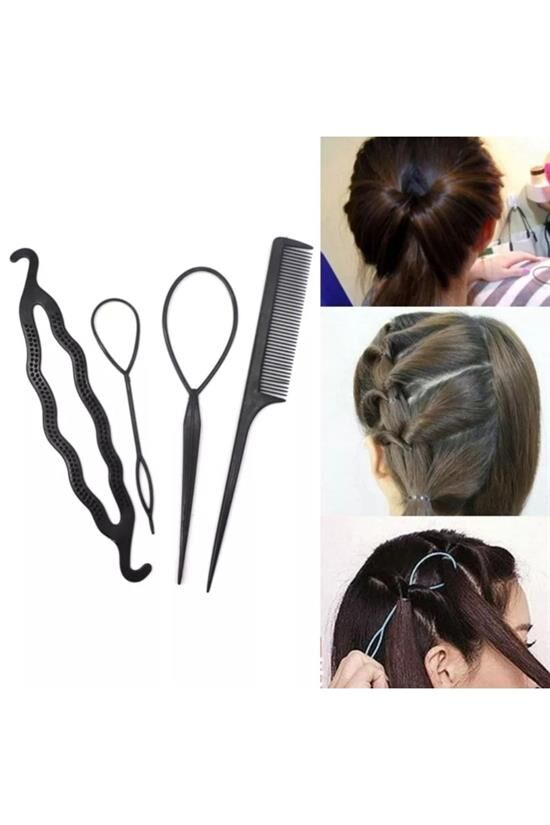 Kadın Renkli 500 Adet Perma Lastik + Saç Örme Aparatı Seti
