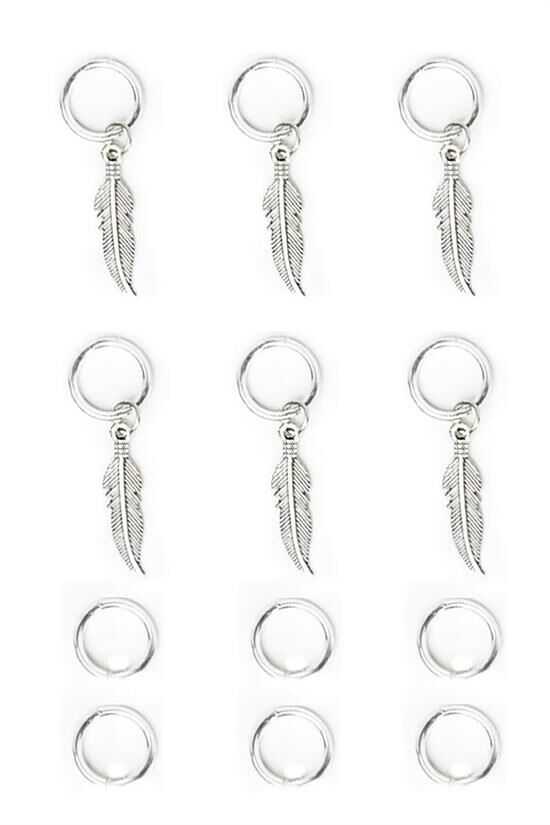 Kadın Bohem Silver Tüy Saç Küpe Seti Tk00560