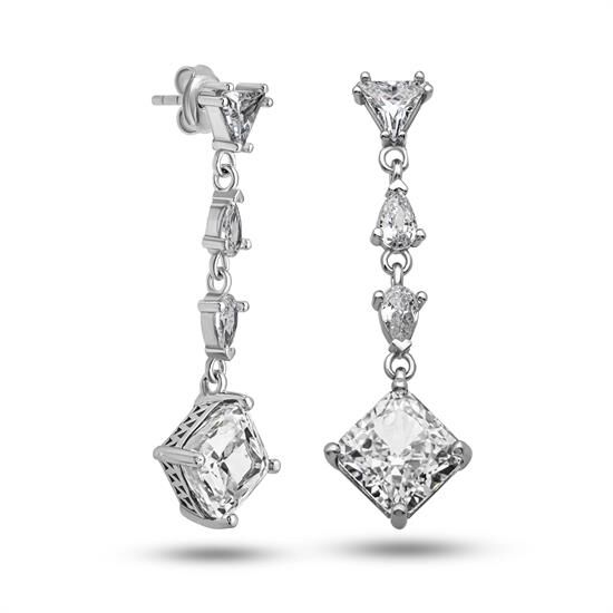 Gümüş Ice Cut Zirkon Taşlı Işıltılı Kadın Küpe