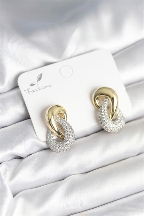 Sarmal Model Gold Gümüş Renk Pirinç Kadın Küpe