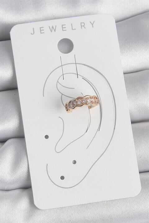 Pirinç Gold Renk Zirkon Taşlı Kadın Kıkırdak Küpe