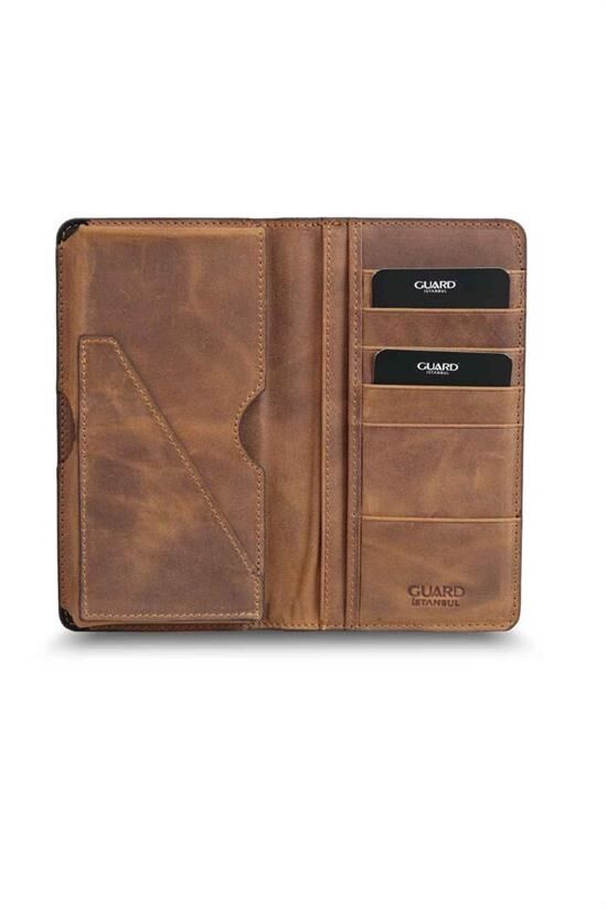 Guard Plus Telefon Girişli Crazy Taba Deri Unisex Cüzdan