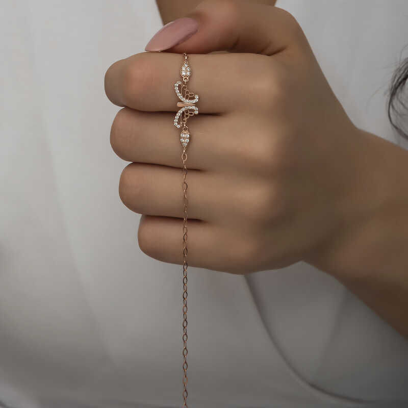 ​Gümüş Rose Kelebek Kadın Bileklik
