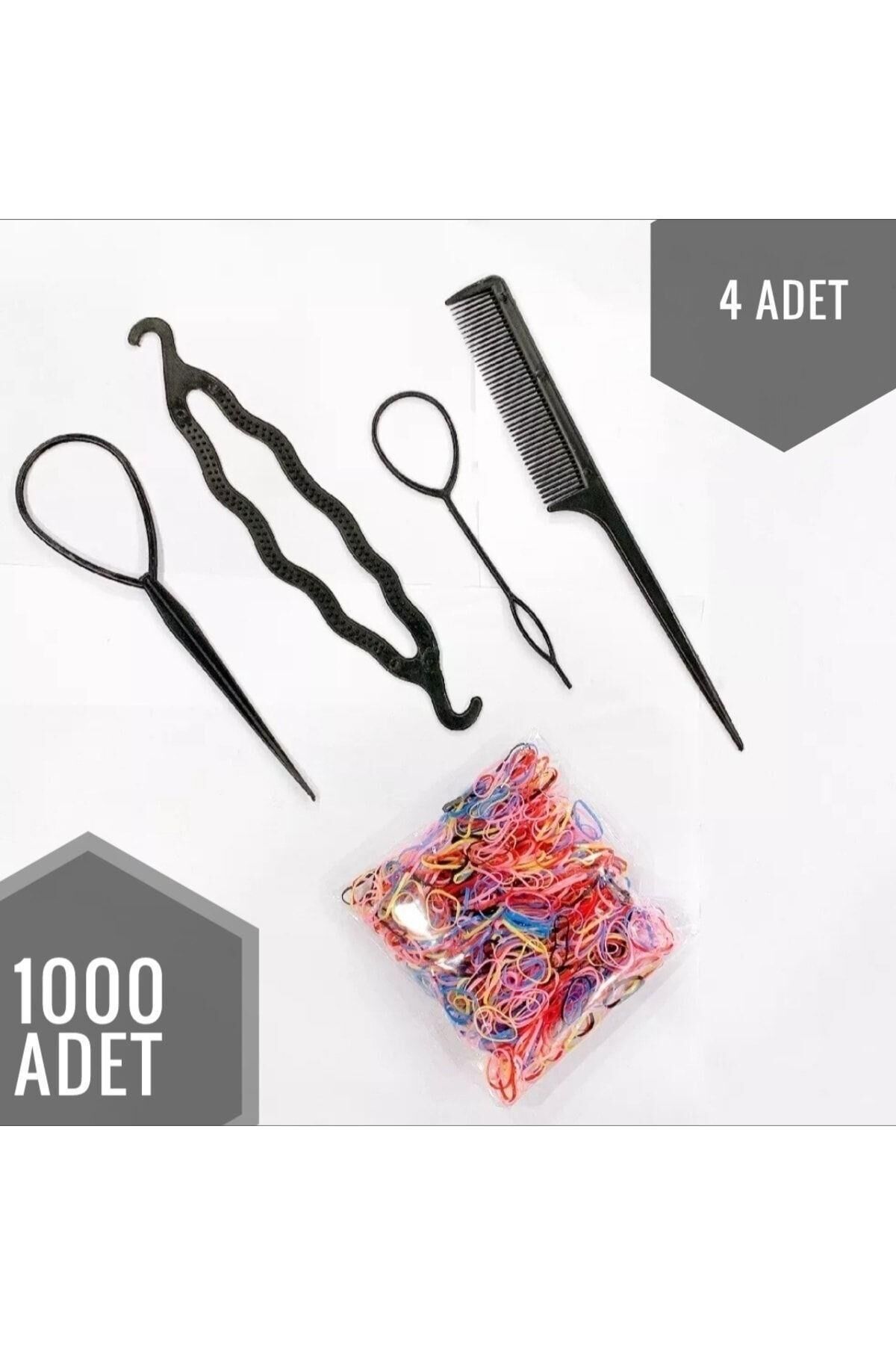 Çocuk 500 Adet Renkli Lastik 4 Adet Saç Apartı Seti