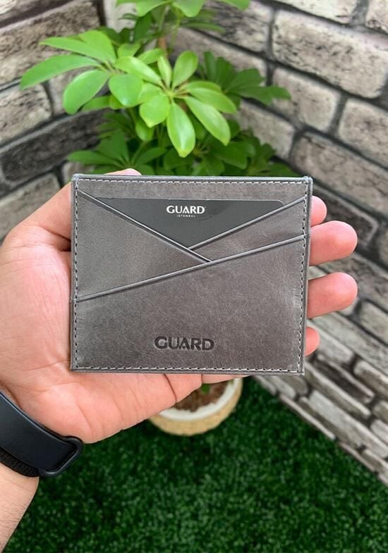 Guard Antik Gri Hakiki Deri Kartlık