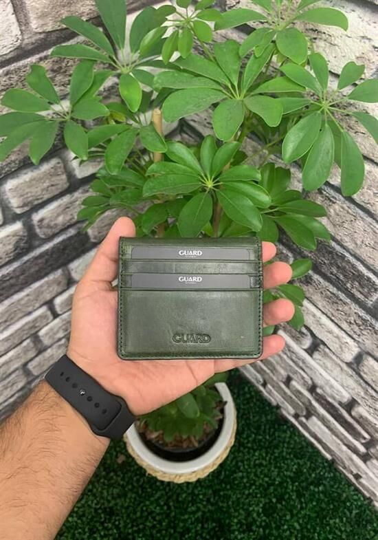 Guard Antik Yeşil Patlı Tasarım Deri Kartlık