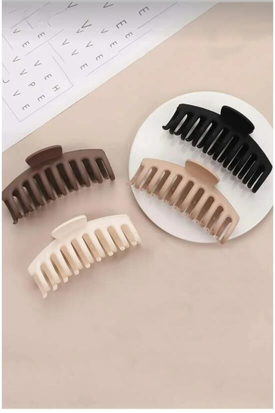 Mandal Toka Kadın Siyah Kahve Bej Xl Büyük Boy (11CM) 4'lü Set