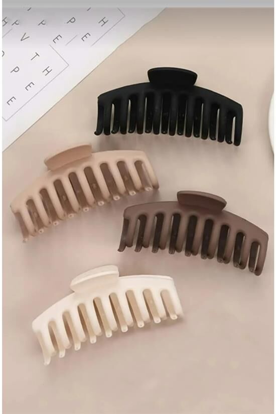 Mandal Toka Kadın Siyah Kahve Bej Xl Büyük Boy (11CM) 4'lü Set
