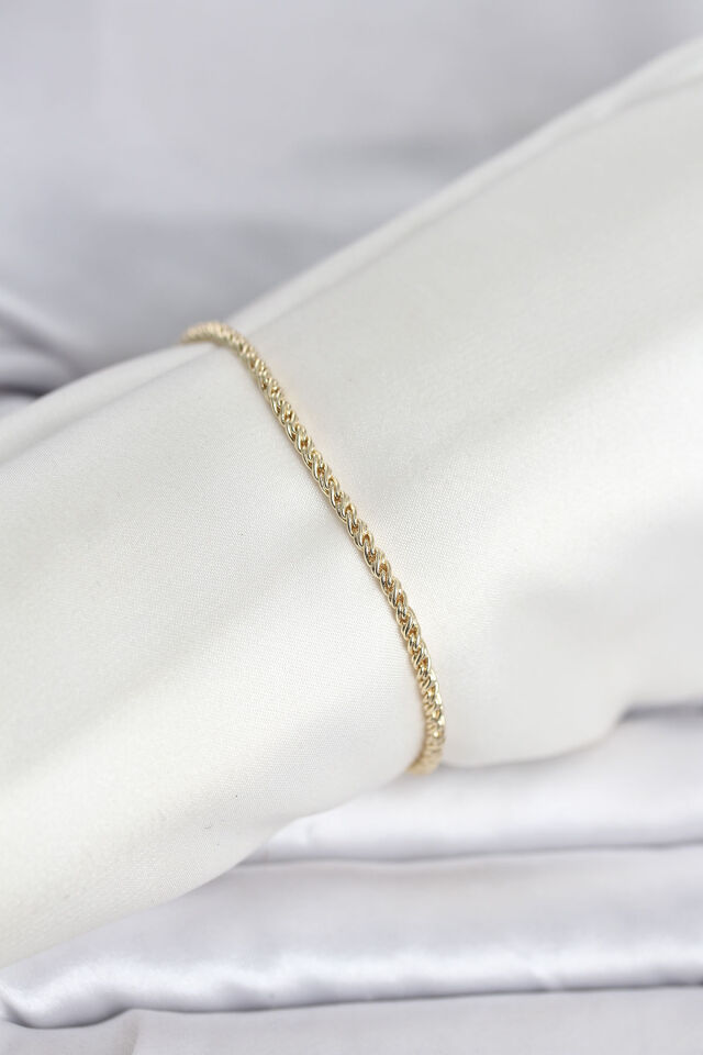 CM 14K Gold Renk Burgulu Zincir Model Kadın Bileklik