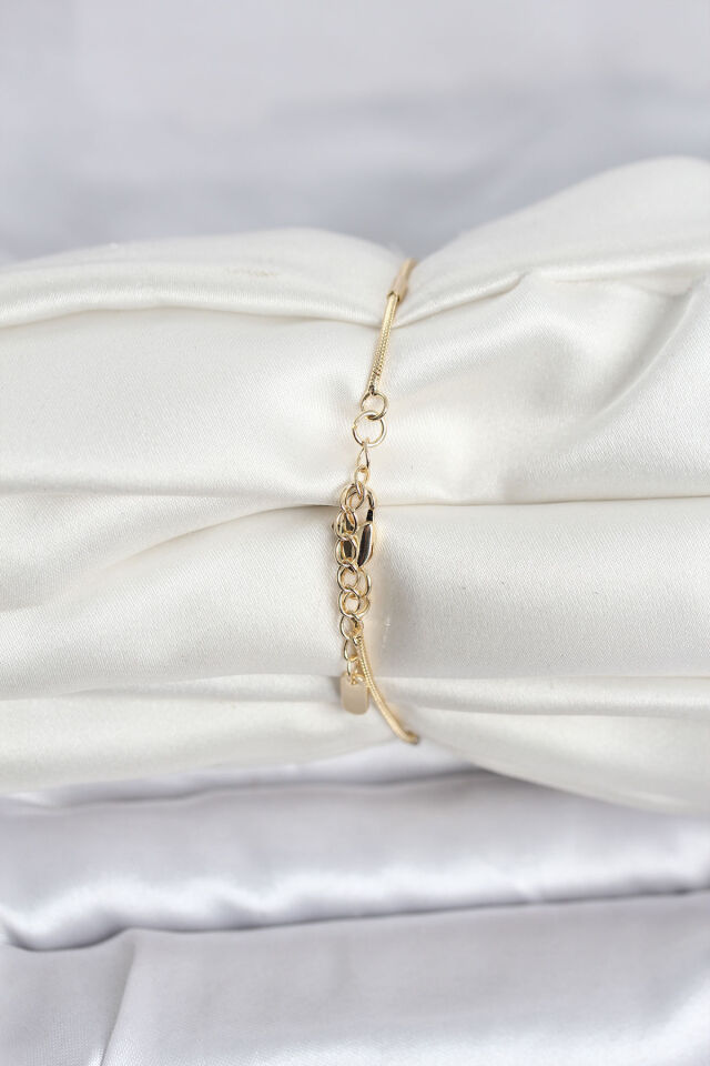 CM 14K Gold Renk Barlı Yılan Zincir Model Kadın Bileklik