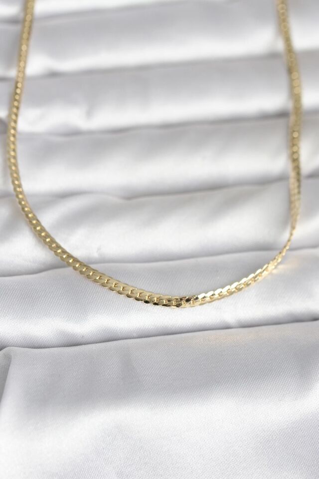 CM 14K Gold Renk Yassı Zincir Model 45 cm Kadın Kolye