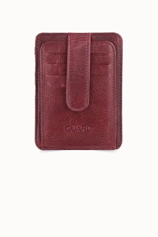 Guard Dikey Crazy Bordo Deri Kartlık