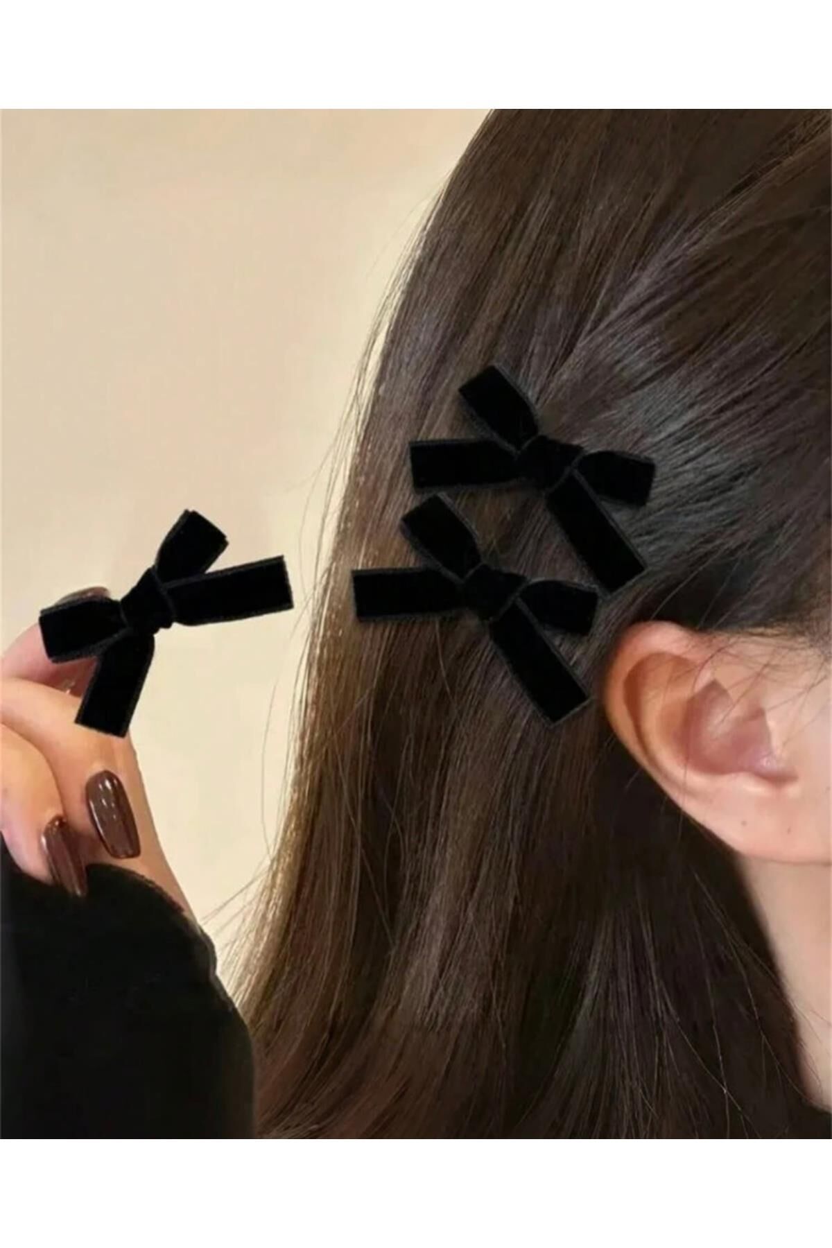 Kadın Kadife Fiyonk Model Pens Toka 2 Adet