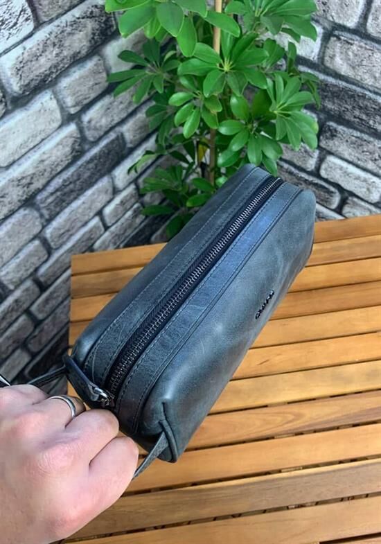 Guard Antik Siyah Unisex  Deri El Çantası