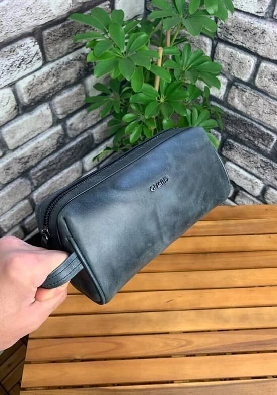Guard Antik Siyah Unisex  Deri El Çantası