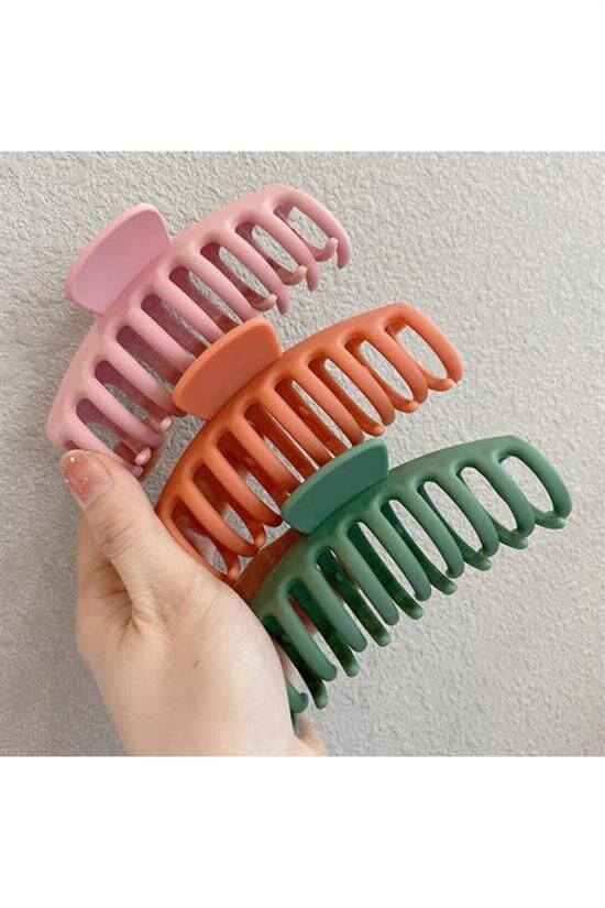 Pembe – Turuncu – Yeşil 3’lü Büyük Boy Kaydırmaz Mandal Toka Seti