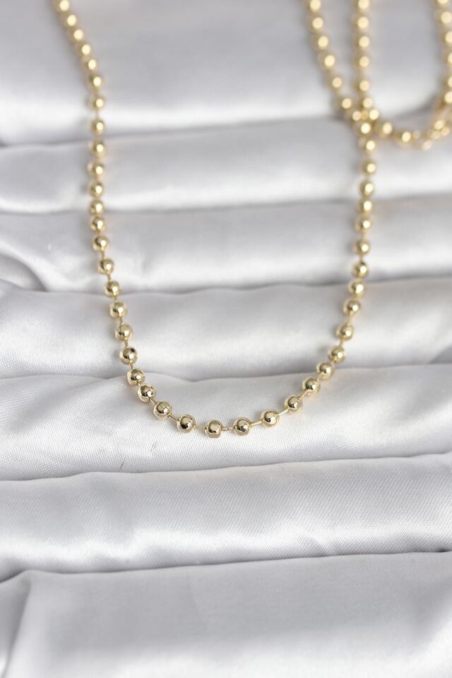 CM 14K Gold Renk Top Zincirli Model 60 cm Kadın Kolye