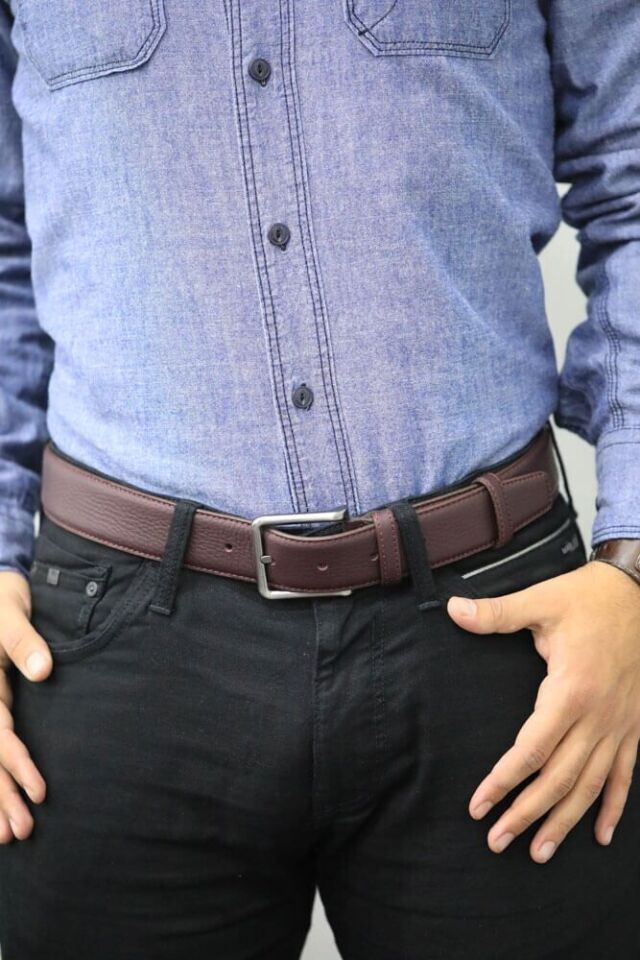 Guard Mat Deri Erkek Kemeri 4 Cm - Bordo