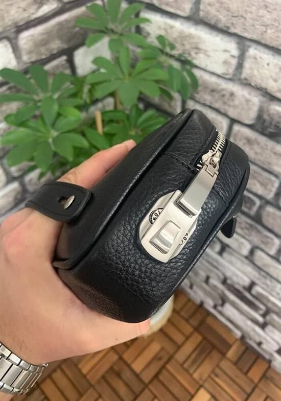 Guard Siyah Hakiki Deri Şifreli El Çantası