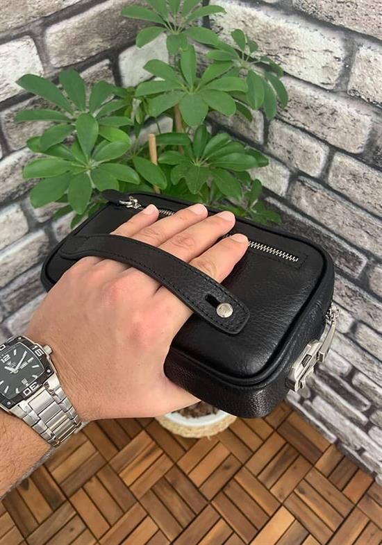 Guard Siyah Hakiki Deri Şifreli El Çantası
