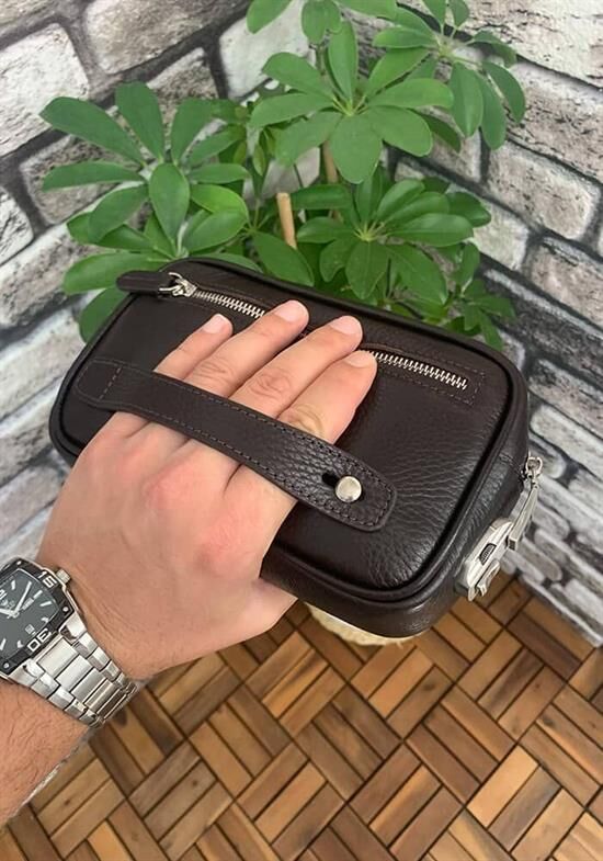Guard Kahverengi Hakiki Deri Şifreli El Çantası