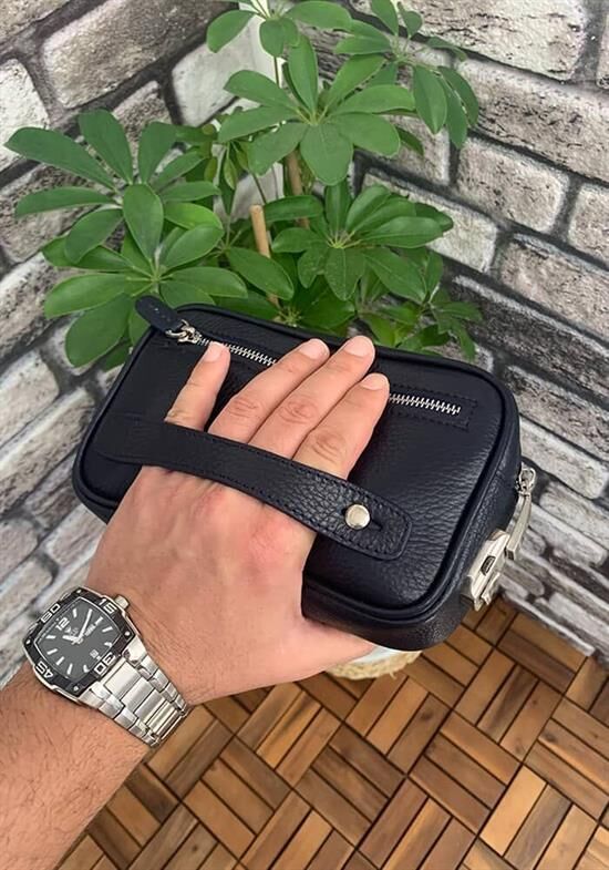 Guard Lacivert Hakiki Deri Şifreli El Çantası