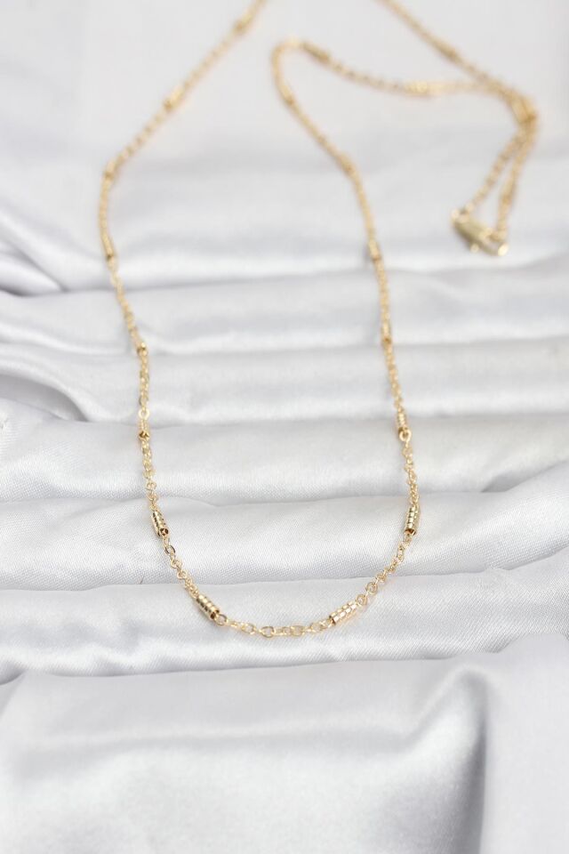 CM 14K Gold Renk Bar Zincir Model 60 cm Kadın Kolye
