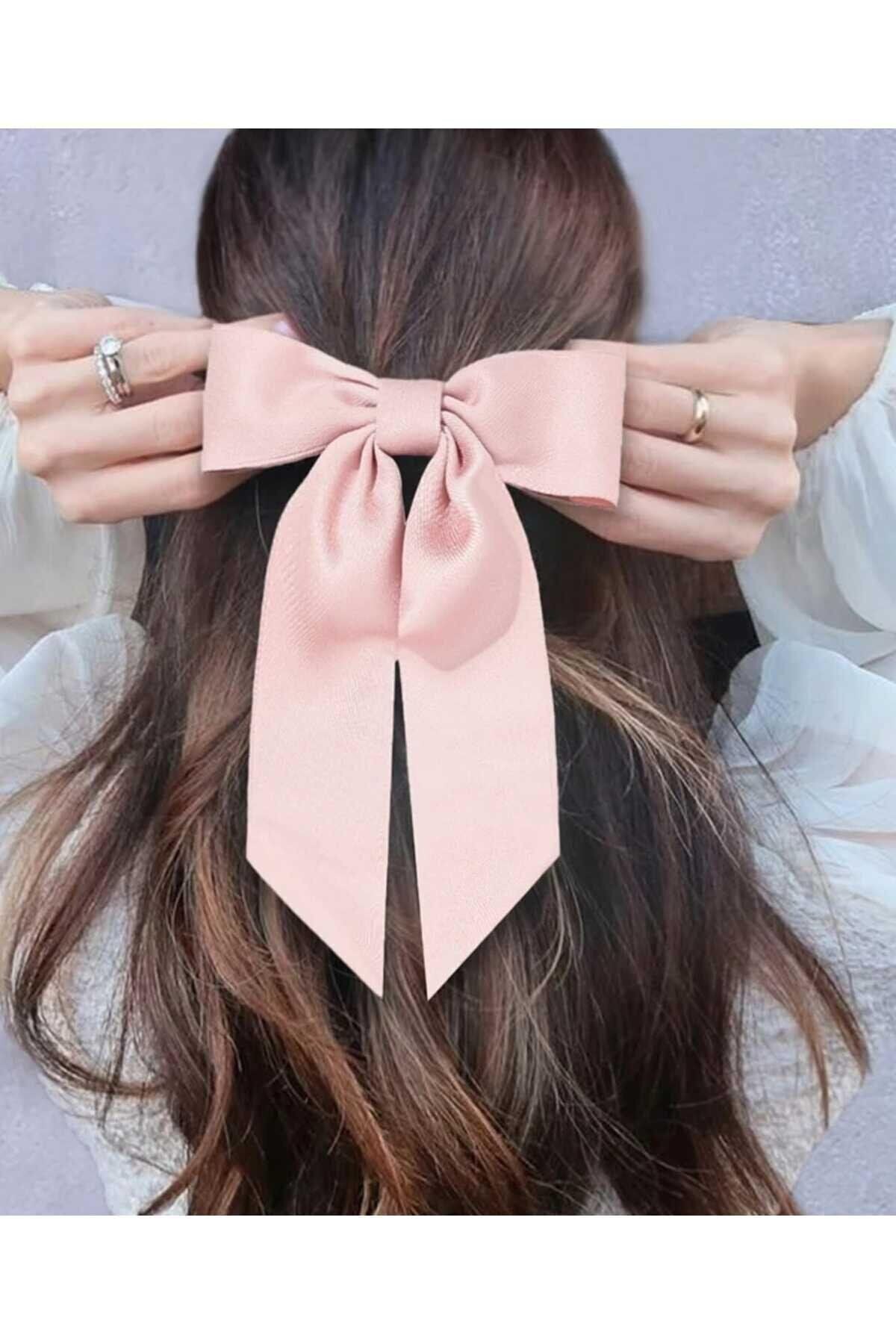 Pembe Rengi Fiyonk Model Otomat Klips Toka 1 Adet Çift Fiyonklu Çift Kuyruklu