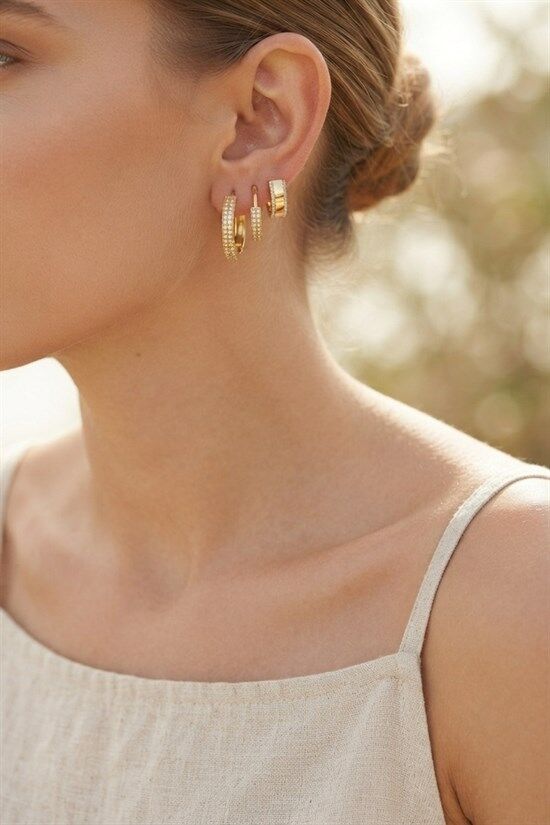 3 lü Set Gold Renk Halka Model Küpe