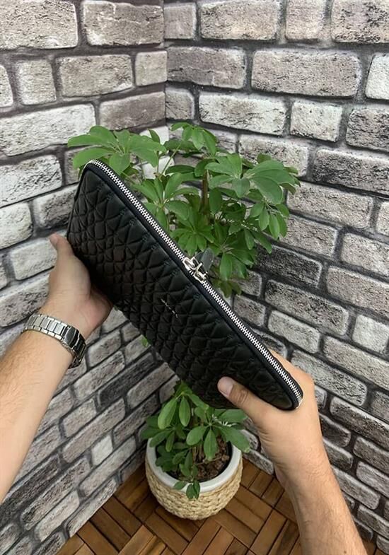 Guard Nakış Desenli Yeşil Clutch Çanta