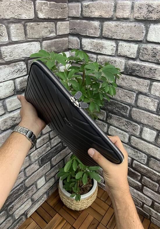 Guard Antrasit Üçgen Desen  Clutch Çanta