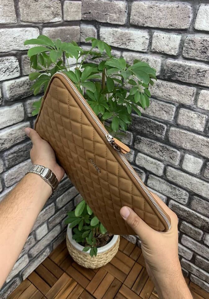 Guard Krem Capitone Clutch Çanta