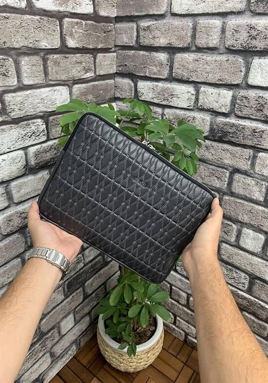 Guard Nakış Desenli Antrasit Clutch Çanta