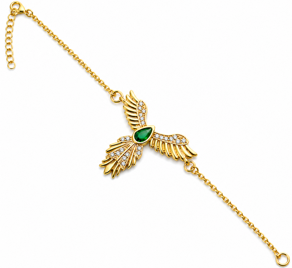 Gümüş Anka Kuşu Figürlü Gold Kadın Bileklik