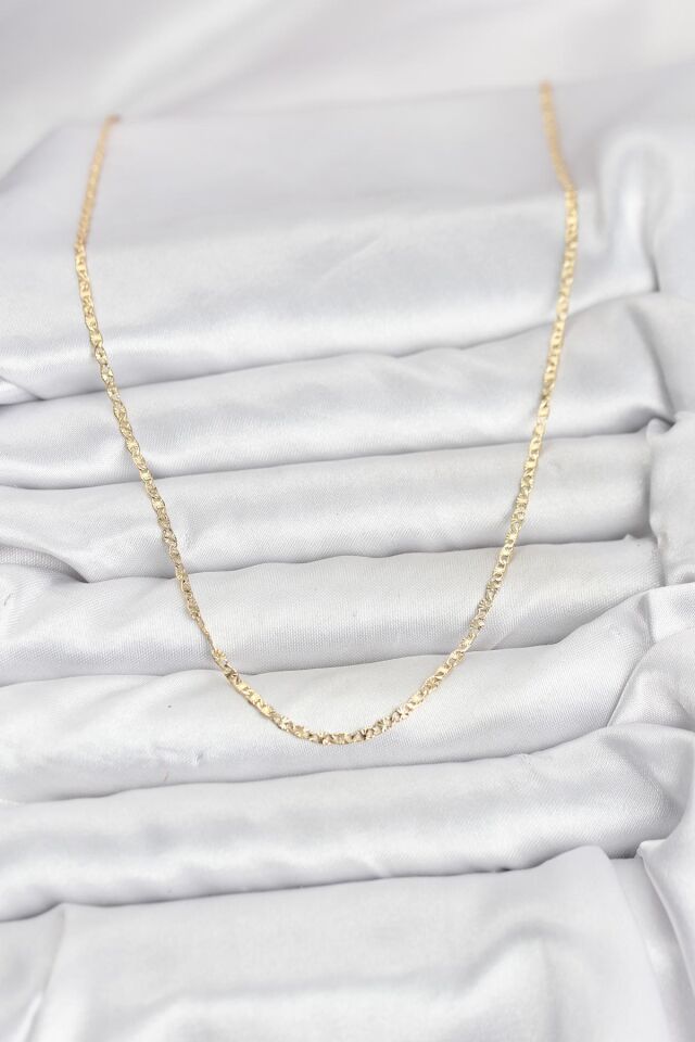 CM 14K Gold Renk Pirinç Lazer Model 60 cm Kadın Kolye
