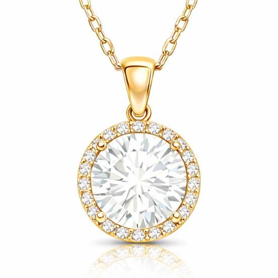 Gümüş Gold Yuvarlak Montür Kadın Kolye