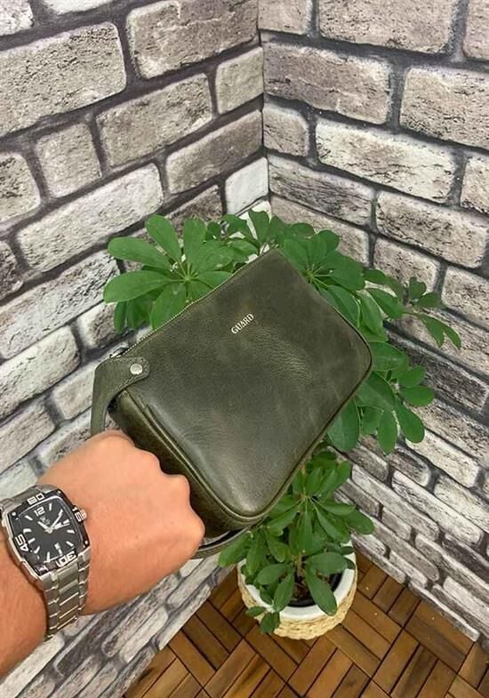 Guard Antik Yeşil Unisex Çift Fermuarlı El Çantası